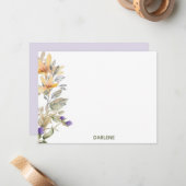 水彩フラワーズフパーソナライズされたラットノートカード ノートカード (正面/裏面インサイチュ)