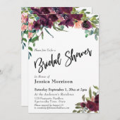 水彩フラワーズブライダルシャワータイポグラフィ 招待状 (正面/裏面)