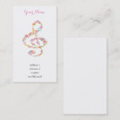 水彩フラワーズミュージックトレブルクレフ、 音符記号 名刺 (正面/裏面)