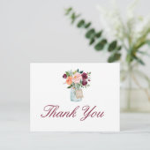 水彩フラワーズメイソンジャーありがとうはがき ポストカード (スタンド正面)