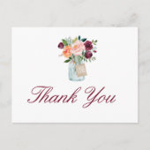 水彩フラワーズメイソンジャーありがとうはがき ポストカード (正面)