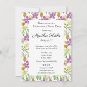 水彩フラワーズリタイアメントディナーパーティー 招待状 (正面)