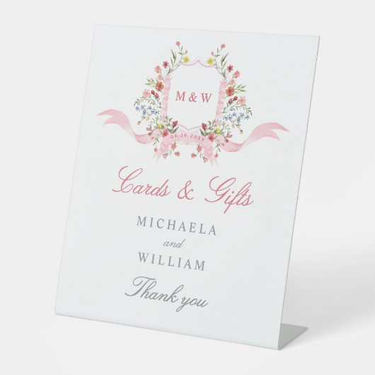 水彩フラワーズリージェンシーウェディングカード&ギフト 台座サイン (正面)
