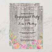 水彩フラワーズ婚約パーティフローラ招待状 招待状 (正面/裏面)