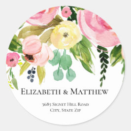 水彩フラワーズ差出人住所クラシックラウンドセント ラウンドシール