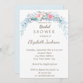 水彩フラワーズ水玉模様ブライダルシャワー 招待状 (正面/裏面)