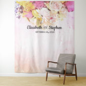 水彩フラワーズ結婚フォトブース背景 タペストリー (インサイチュ)