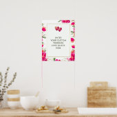 水彩フラワーズ結婚ラヴカスタム引用文プリント ポスター (キッチン)