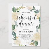 水彩フラワーズ金ゴールドグリッターリハーサルディナー 招待状 (正面)