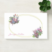 水彩フラワーズ金ゴールドフレームハンドスクリプトテンプレート ポストイット (オフィス)