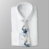 水彩フラワーダスティブルーネイビーバラネックタイ ネクタイ (タイ)