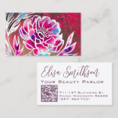 水彩フラワーダリア追加QRコードガーリー美しい 名刺 (正面/裏面)