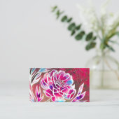 水彩フラワーダリア追加QRコードガーリー美しい 名刺 (スタンド正面)