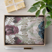 水彩フラワーバーガンディ海軍スクリプトの切り離し 薄葉紙 (ギフト)