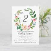 水彩フラワーバースデーパーティーの招待 招待状 (スタンド正面)