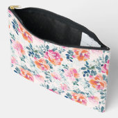 水彩フラワーパターンエレガントフローラ アクセサリーポーチ (見開き)