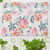 水彩フラワーパターンエレガントフローラ キッチンタオル (折り畳み)