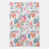 水彩フラワーパターンエレガントフローラ キッチンタオル (縦)
