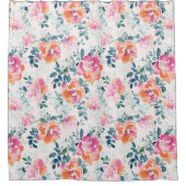 水彩フラワーパターンエレガントフローラ シャワーカーテン (正面)