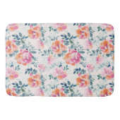 水彩フラワーパターンエレガントフローラ バスマット (正面)