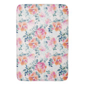 水彩フラワーパターンエレガントフローラ バスマット (正面縦)