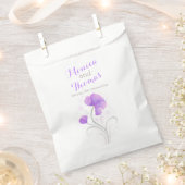 水彩フラワーパープルグレー結婚式の引き出物バッグ フェイバーバッグ (クリップ留めされた状態)
