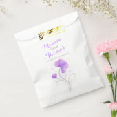 水彩フラワーパープルグレー結婚式の引き出物バッグ フェイバーバッグ (封をした状態)