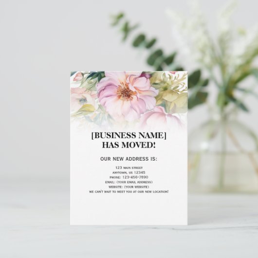 水彩フラワービジネスの動きのお知らせ ポストカード (スタンド正面)