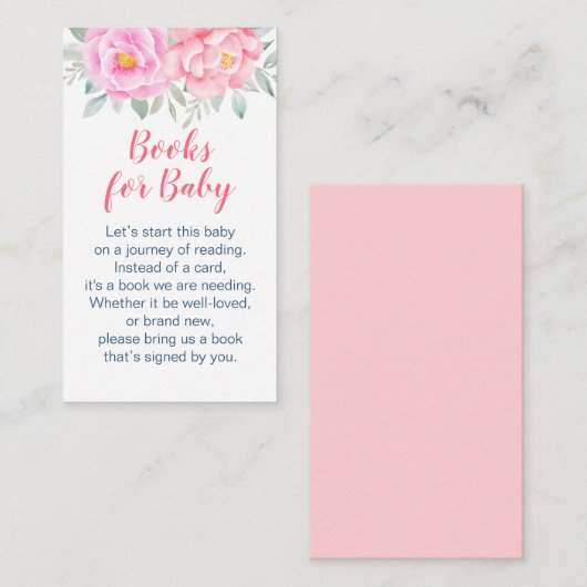 水彩フラワーピンク赤ちゃんシャワー予約リクエスト エンクロージャーカード (正面/裏面)