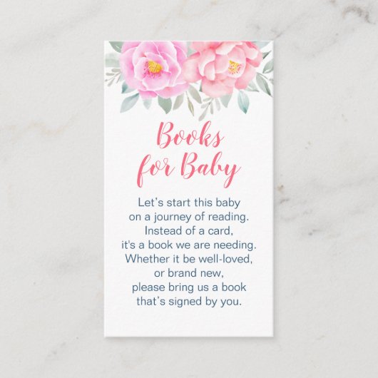 水彩フラワーピンク赤ちゃんシャワー予約リクエスト エンクロージャーカード (正面)