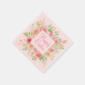 水彩フラワーフレームイースター スタンダードカクテルナプキン (角)