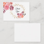 水彩フラワーフレームサンキューカード ノートカード (正面/裏面)