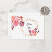 水彩フラワーフレームサンキューカード ノートカード (正面/裏面インサイチュ)