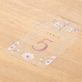 水彩フラワーフレームテーブルナンバー アクリル招待状 (レイダウン)