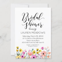 水彩フラワーブライダルシャワー招待