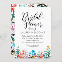 水彩フラワーブライダルシャワー招待
