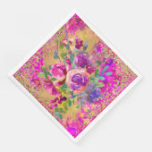 水彩フラワーブーケオンピンクグリッター (コーナー)