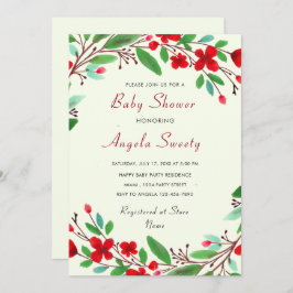 水彩フラワーベビーシャワー招待状