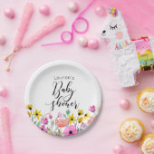 水彩フラワーベビーシャワー紙プレート ペーパープレート (パーティー)