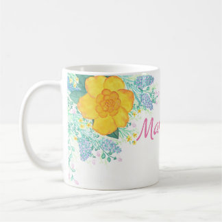 水彩フラワーマグ コーヒーマグカップ