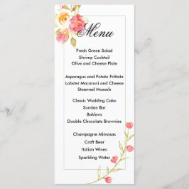 水彩フラワーメニューカード メニュー