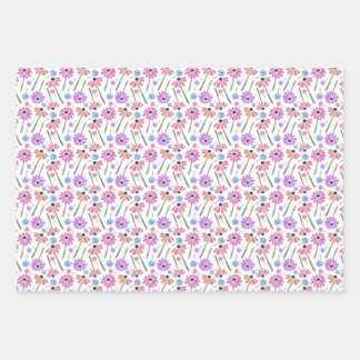 水彩フラワーラッピング紙セット ラッピングペーパーシート