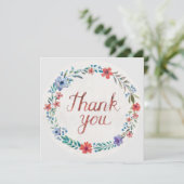 水彩フラワーリース銅赤 サンキューカード (スタンド正面)