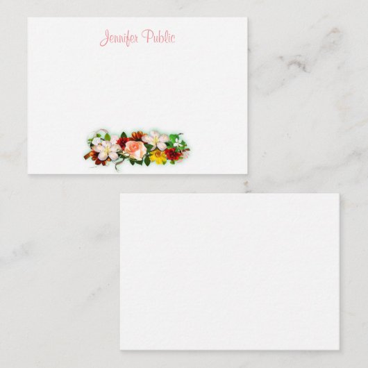 水彩フラワー手書き文字テンプレート ノートカード (正面/裏面)