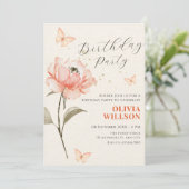 水彩フラワー開花美学誕生日 招待状 (スタンド正面)