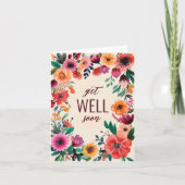 **水彩フラワー　すぐに元気になりますように** カード (正面)