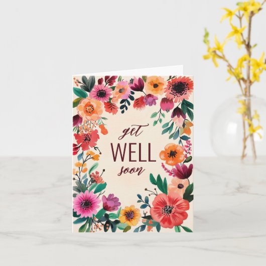 **水彩フラワー　すぐに元気になりますように** カード (黄色い花)