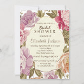 水彩フラワー、フレーム、グリッターブライダルシャワー 招待状 (正面)