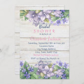水彩フラワー、木のテクスチャブライダルシャワー 招待状 (正面/裏面)