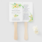水彩フランギパニ結婚ズ結婚式 プログラム ハンドファン (正面&裏面)